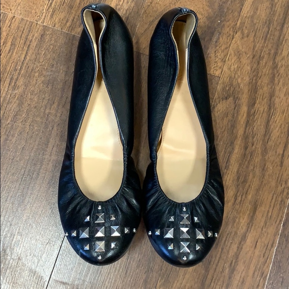 Jcrew black leather ballet flats size 8